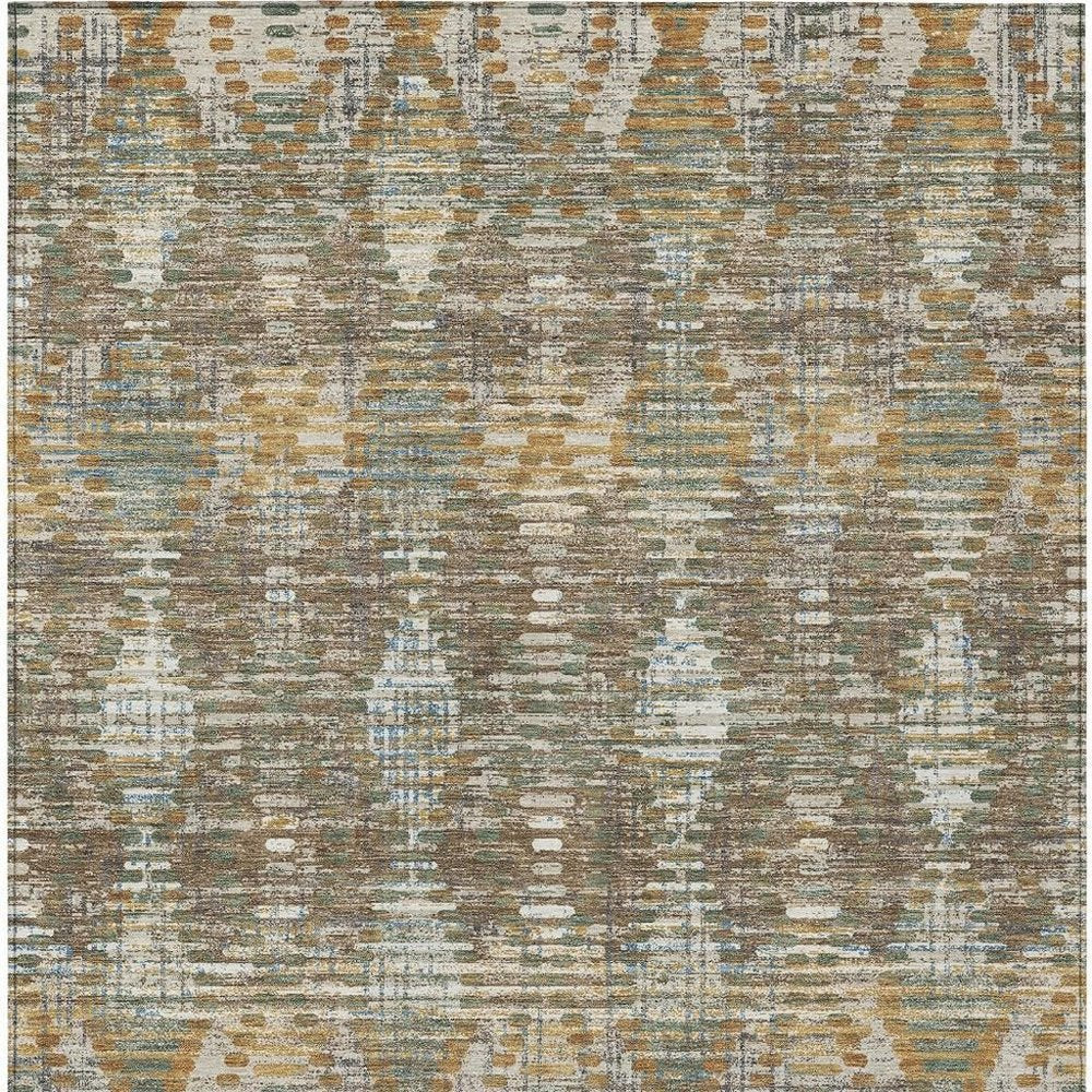 8' X 10' Brown And Khaki Floral Medallion Washable Indoor Outdoor Area Rug HomeRoots