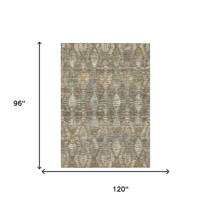 8' X 10' Brown And Khaki Floral Medallion Washable Indoor Outdoor Area Rug HomeRoots