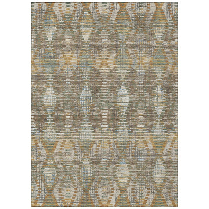 8' X 10' Brown And Khaki Floral Medallion Washable Indoor Outdoor Area Rug HomeRoots