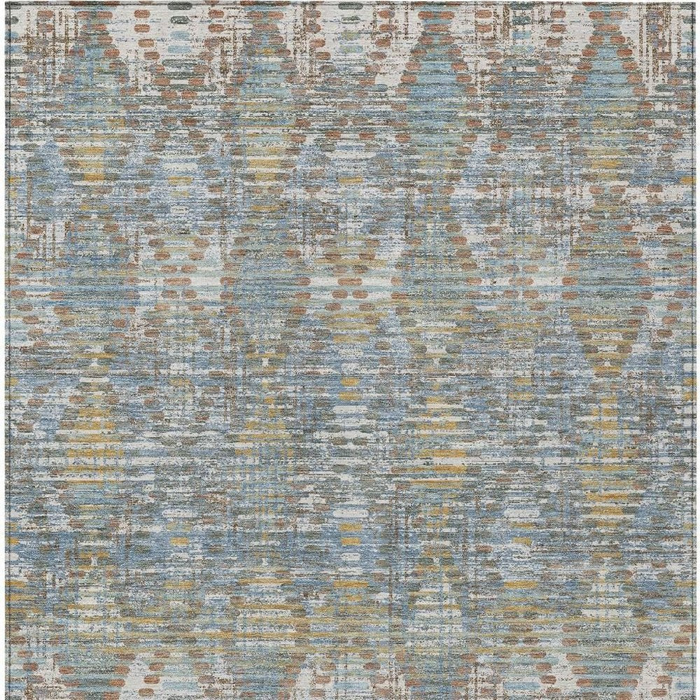3' X 5' Denim Blue And Blue Floral Medallion Washable Indoor Outdoor Area Rug HomeRoots