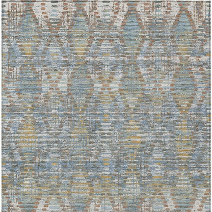 3' X 5' Denim Blue And Blue Floral Medallion Washable Indoor Outdoor Area Rug HomeRoots