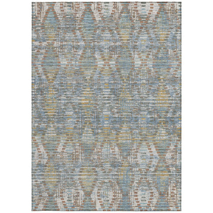 5' X 8' Denim Blue And Blue Floral Medallion Washable Indoor Outdoor Area Rug HomeRoots