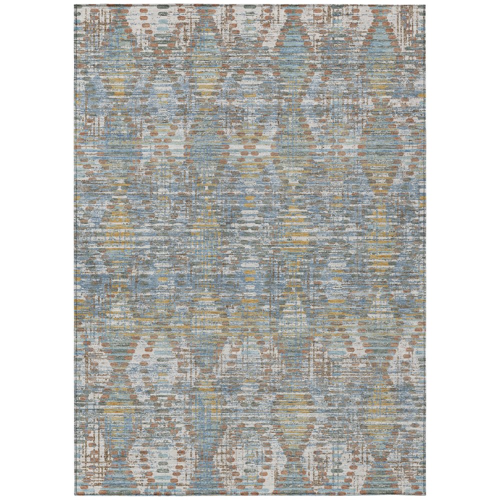 5' X 8' Denim Blue And Blue Floral Medallion Washable Indoor Outdoor Area Rug HomeRoots
