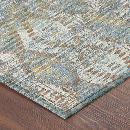 5' X 8' Denim Blue And Blue Floral Medallion Washable Indoor Outdoor Area Rug HomeRoots
