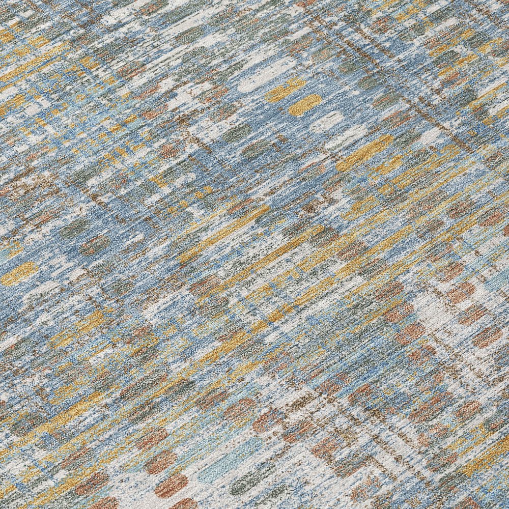 5' X 8' Denim Blue And Blue Floral Medallion Washable Indoor Outdoor Area Rug HomeRoots