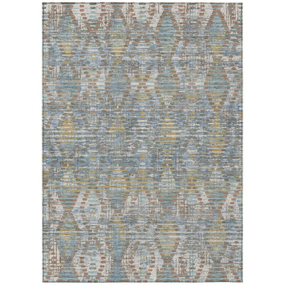 8' X 10' Denim Blue And Blue Floral Medallion Washable Indoor Outdoor Area Rug HomeRoots