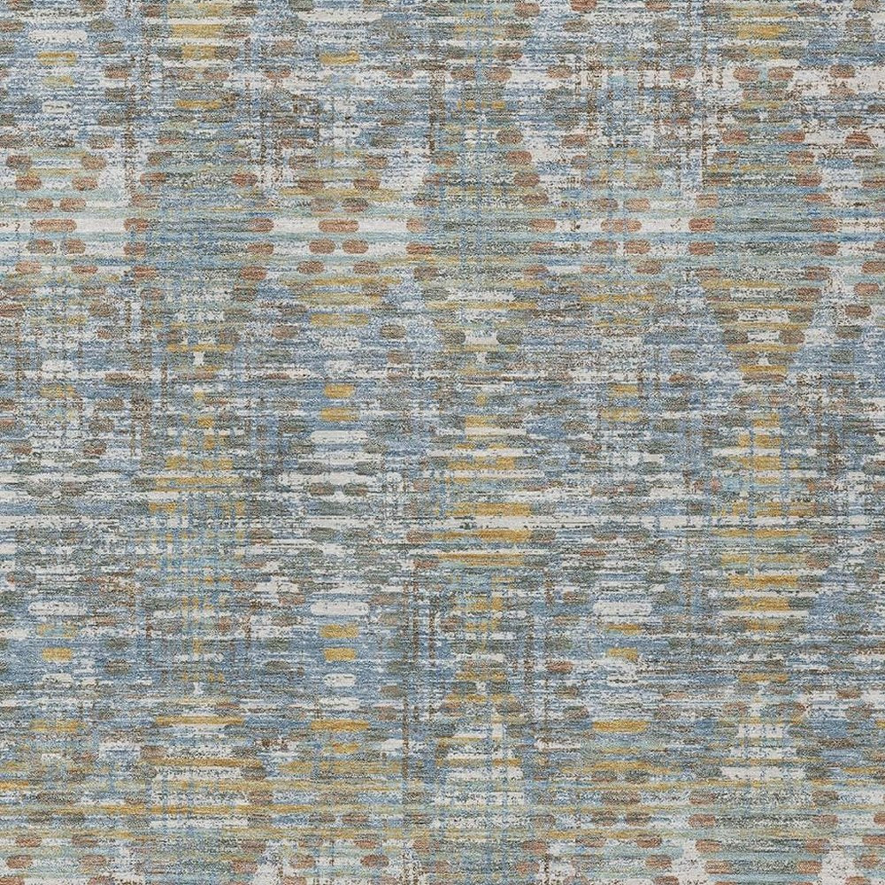 9' X 12' Denim Blue And Blue Floral Medallion Washable Indoor Outdoor Area Rug HomeRoots