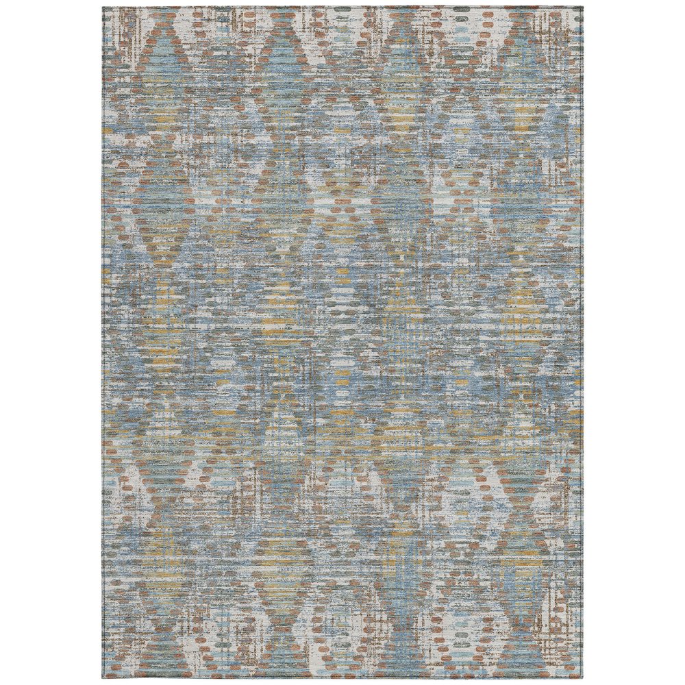 10' X 14' Denim Blue And Blue Floral Medallion Washable Indoor Outdoor Area Rug HomeRoots