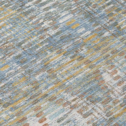 10' X 14' Denim Blue And Blue Floral Medallion Washable Indoor Outdoor Area Rug HomeRoots