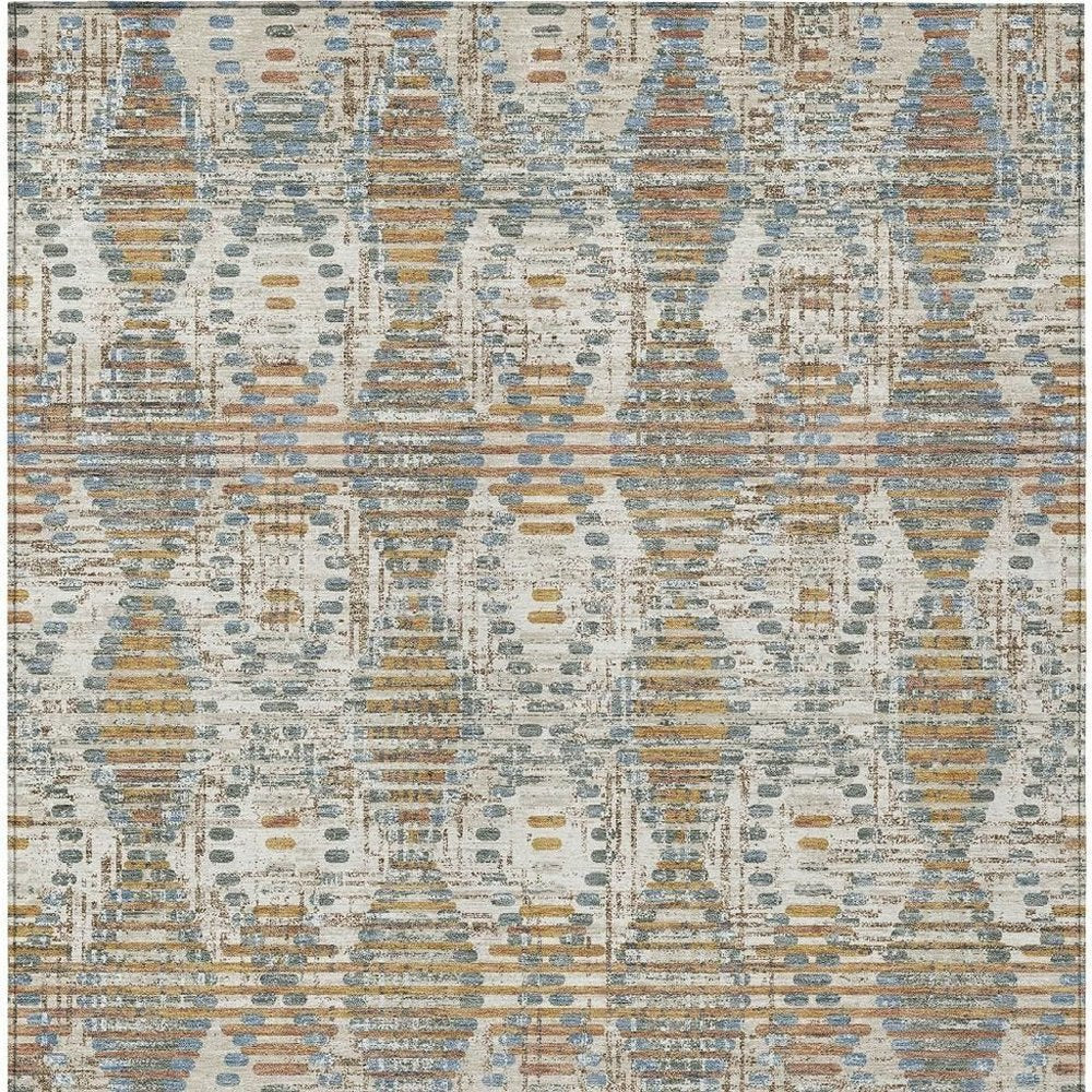 5' X 8' Ivory And Beige Floral Medallion Washable Indoor Outdoor Area Rug HomeRoots