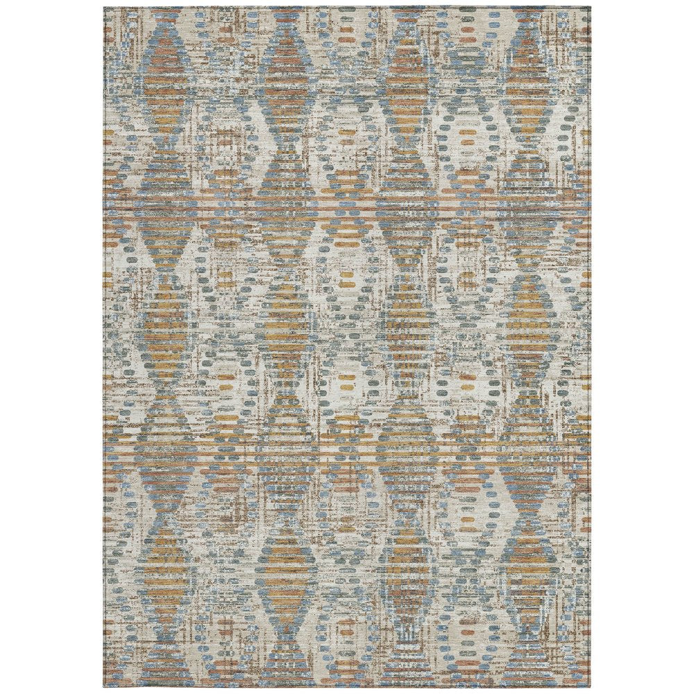 5' X 8' Ivory And Beige Floral Medallion Washable Indoor Outdoor Area Rug HomeRoots