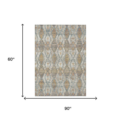 5' X 8' Ivory And Beige Floral Medallion Washable Indoor Outdoor Area Rug HomeRoots