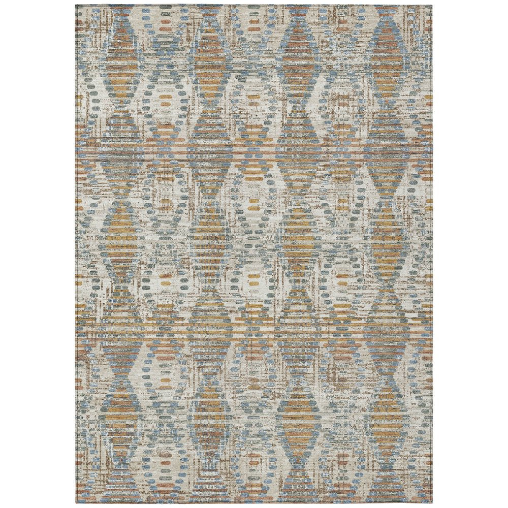 5' X 8' Ivory And Beige Floral Medallion Washable Indoor Outdoor Area Rug HomeRoots
