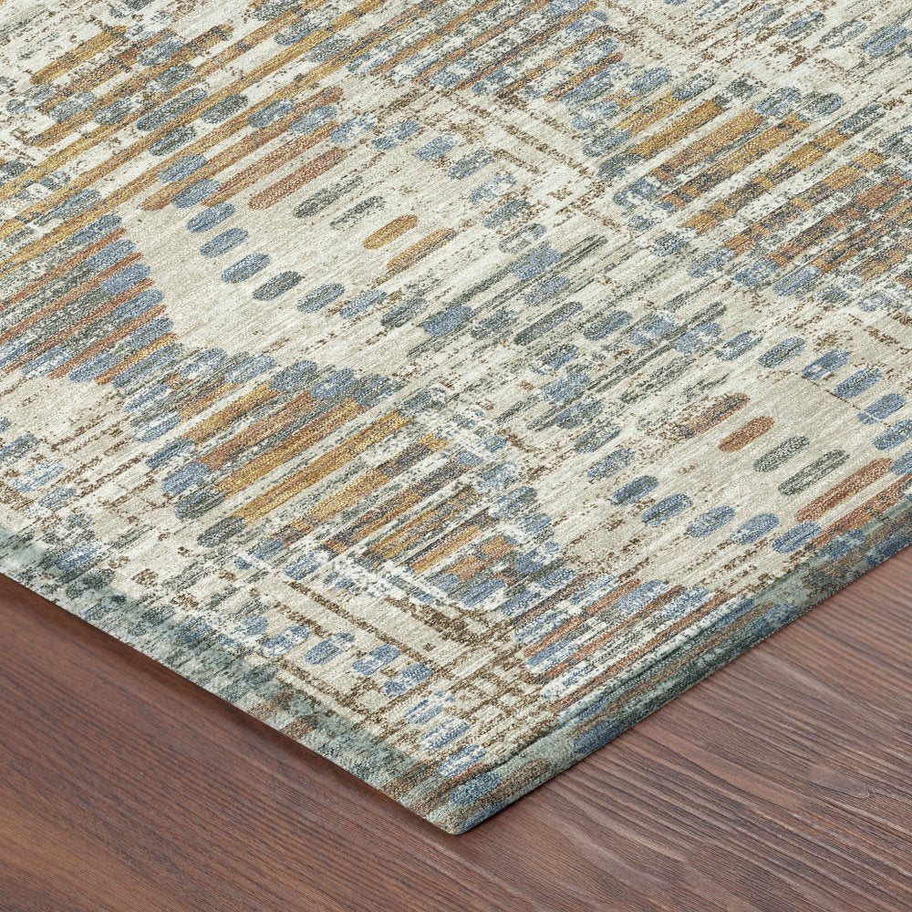 5' X 8' Ivory And Beige Floral Medallion Washable Indoor Outdoor Area Rug HomeRoots