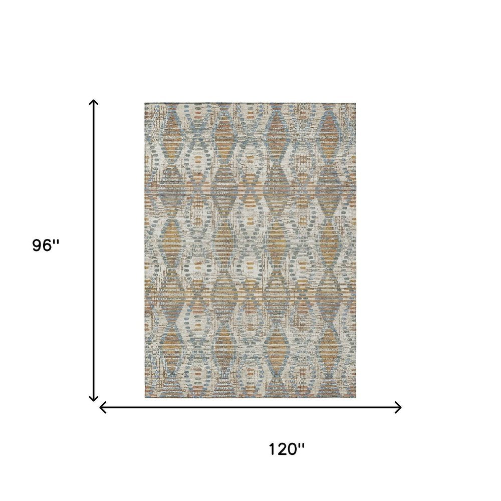 8' X 10' Ivory And Beige Floral Medallion Washable Indoor Outdoor Area Rug HomeRoots
