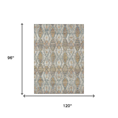8' X 10' Ivory And Beige Floral Medallion Washable Indoor Outdoor Area Rug HomeRoots
