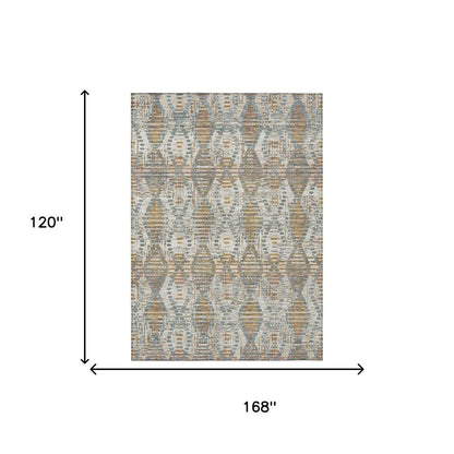 10' X 14' Ivory And Beige Floral Medallion Washable Indoor Outdoor Area Rug HomeRoots