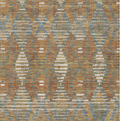 3' X 5' Orange And Brown Floral Medallion Washable Indoor Outdoor Area Rug HomeRoots