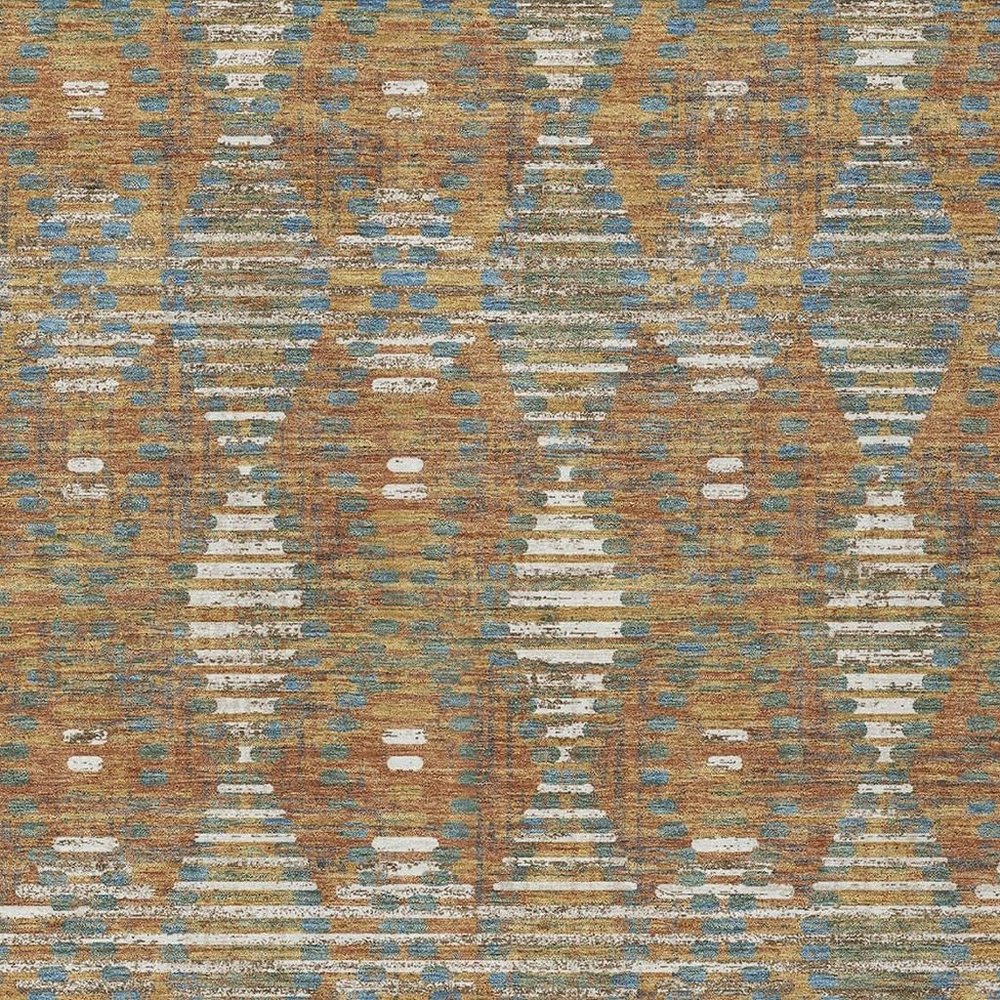 5' X 8' Orange And Brown Floral Medallion Washable Indoor Outdoor Area Rug HomeRoots