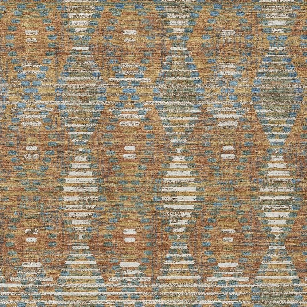 9' X 12' Orange And Brown Floral Medallion Washable Indoor Outdoor Area Rug HomeRoots