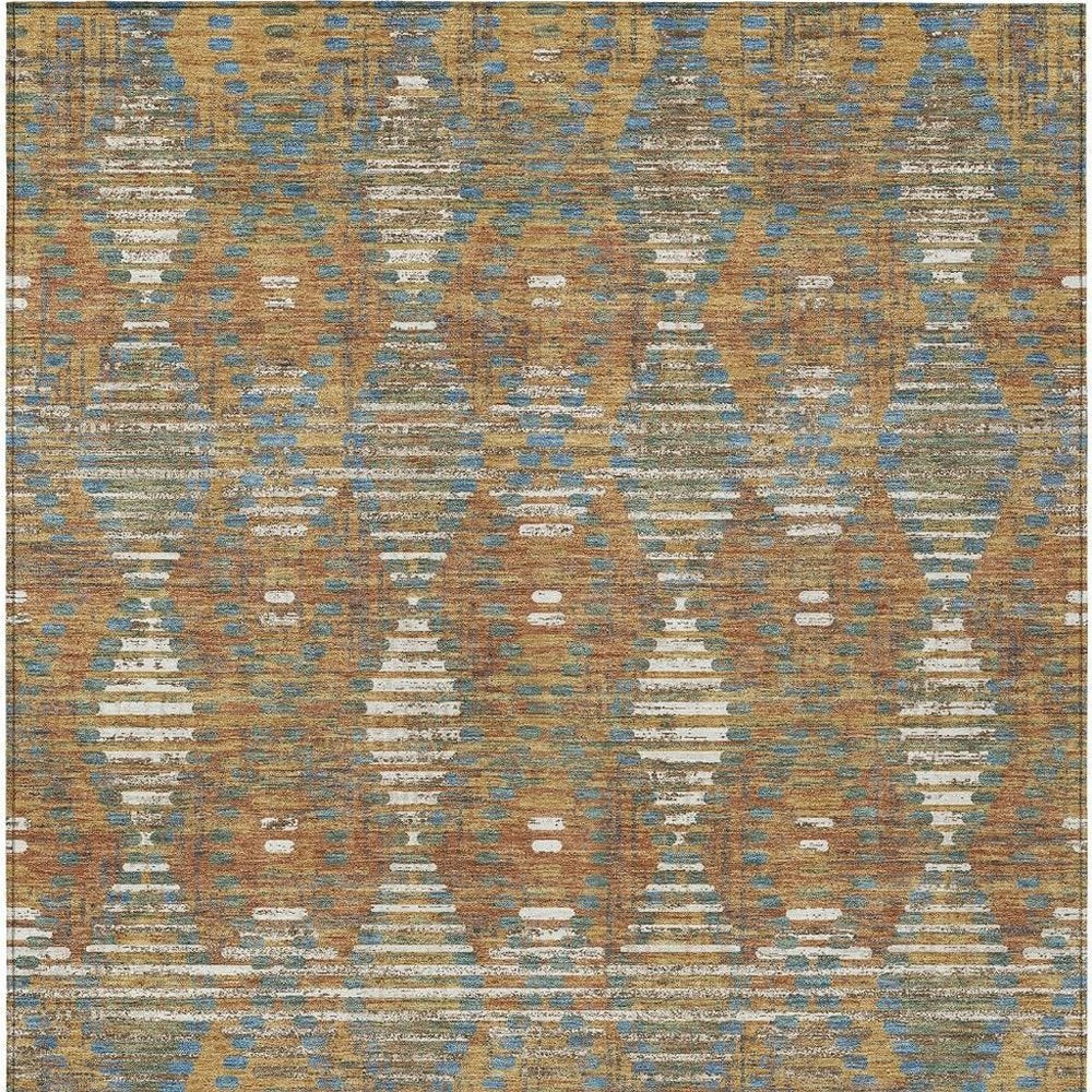 9' X 12' Orange And Brown Floral Medallion Washable Indoor Outdoor Area Rug HomeRoots