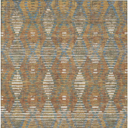 9' X 12' Orange And Brown Floral Medallion Washable Indoor Outdoor Area Rug HomeRoots