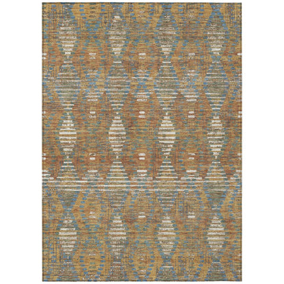 9' X 12' Orange And Brown Floral Medallion Washable Indoor Outdoor Area Rug HomeRoots