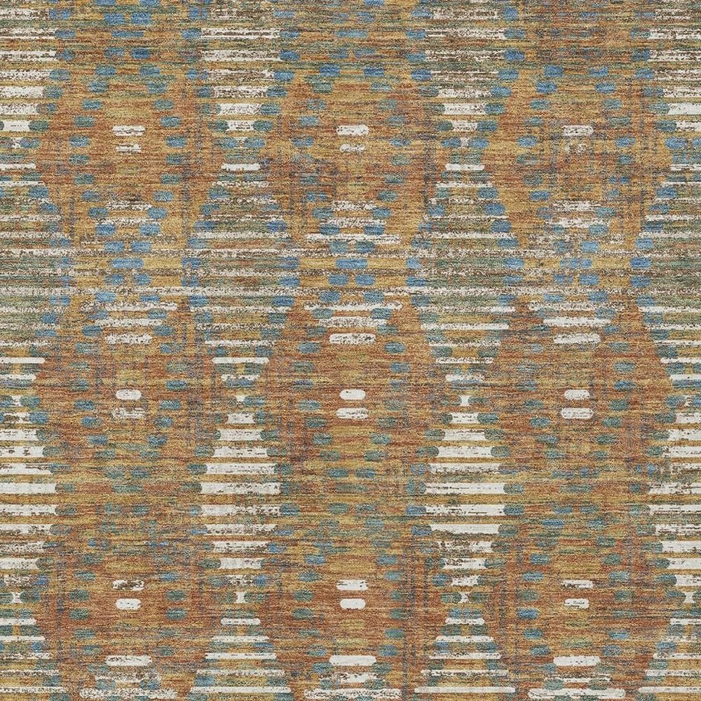 10' X 14' Orange And Brown Floral Medallion Washable Indoor Outdoor Area Rug HomeRoots