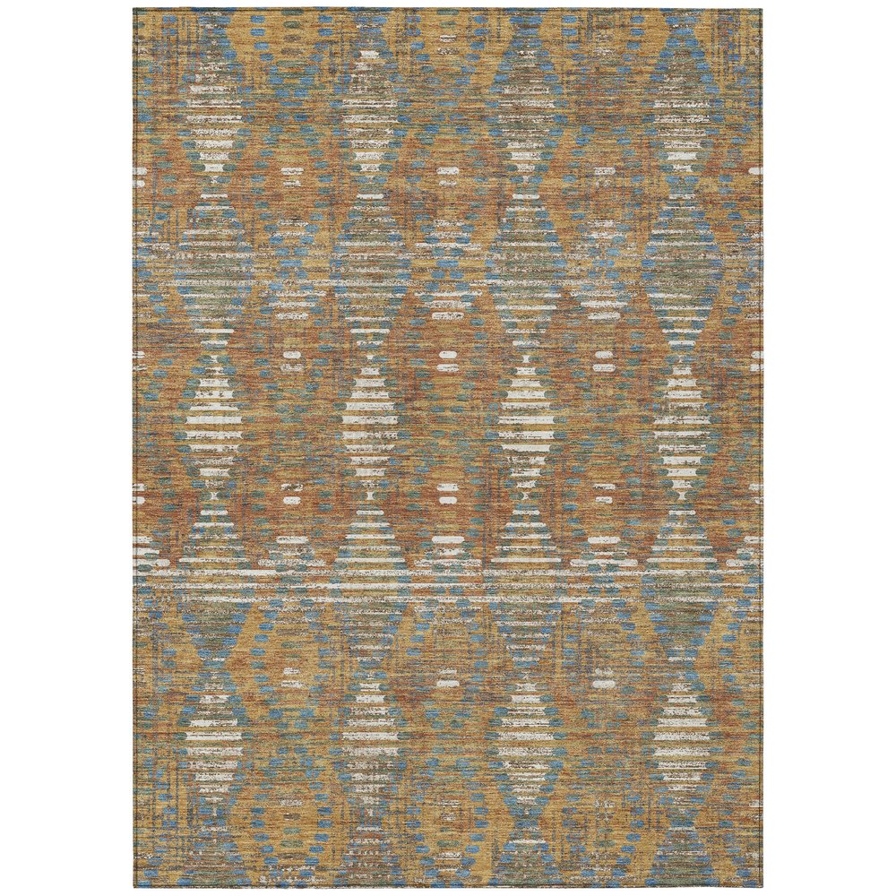 10' X 14' Orange And Brown Floral Medallion Washable Indoor Outdoor Area Rug HomeRoots