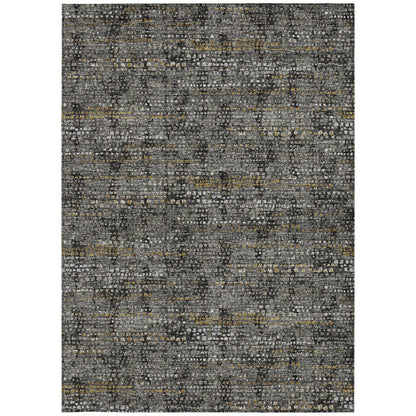 3' X 5' Black And Graphite Abstract Washable Indoor Outdoor Area Rug HomeRoots