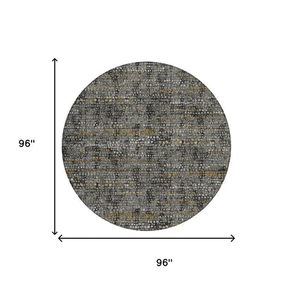 8' Black And Graphite Round Abstract Washable Indoor Outdoor Area Rug HomeRoots