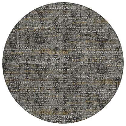 8' Black And Graphite Round Abstract Washable Indoor Outdoor Area Rug HomeRoots
