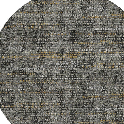 8' Black And Graphite Round Abstract Washable Indoor Outdoor Area Rug HomeRoots