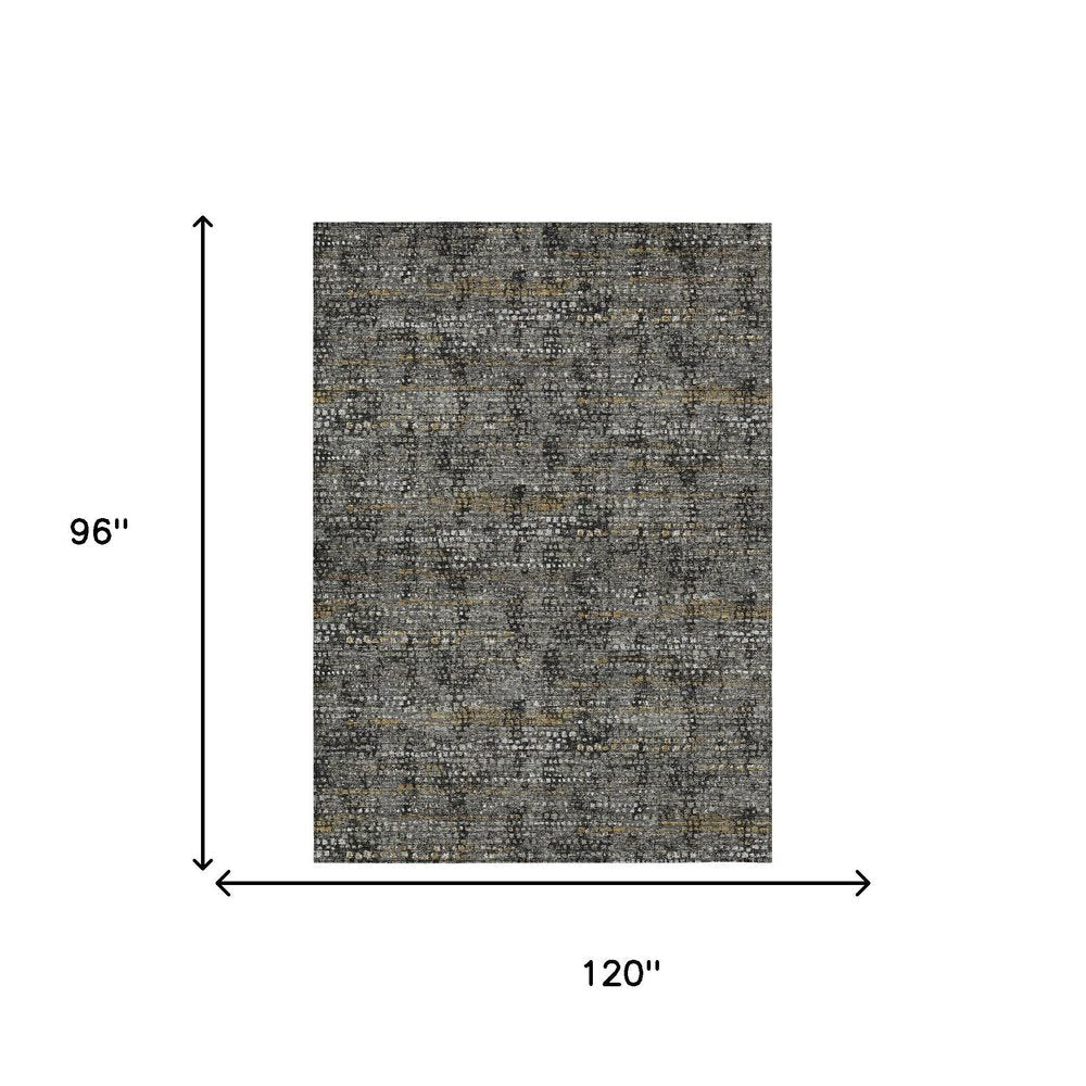 8' X 10' Black And Graphite Abstract Washable Indoor Outdoor Area Rug HomeRoots