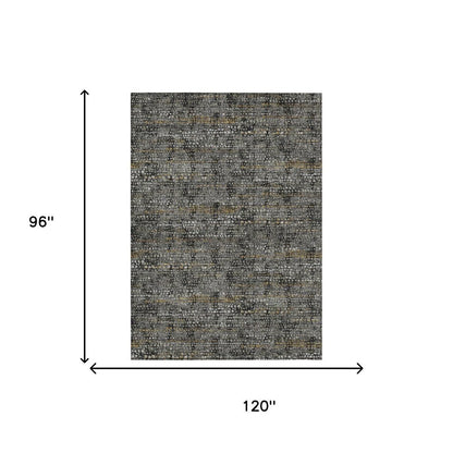 8' X 10' Black And Graphite Abstract Washable Indoor Outdoor Area Rug HomeRoots