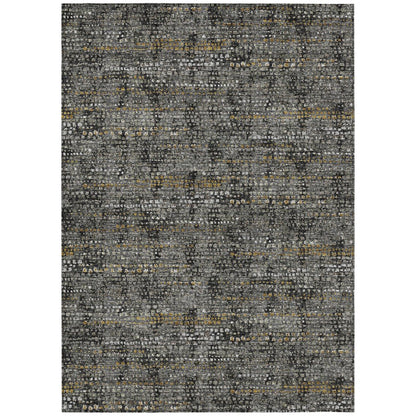 8' X 10' Black And Graphite Abstract Washable Indoor Outdoor Area Rug HomeRoots
