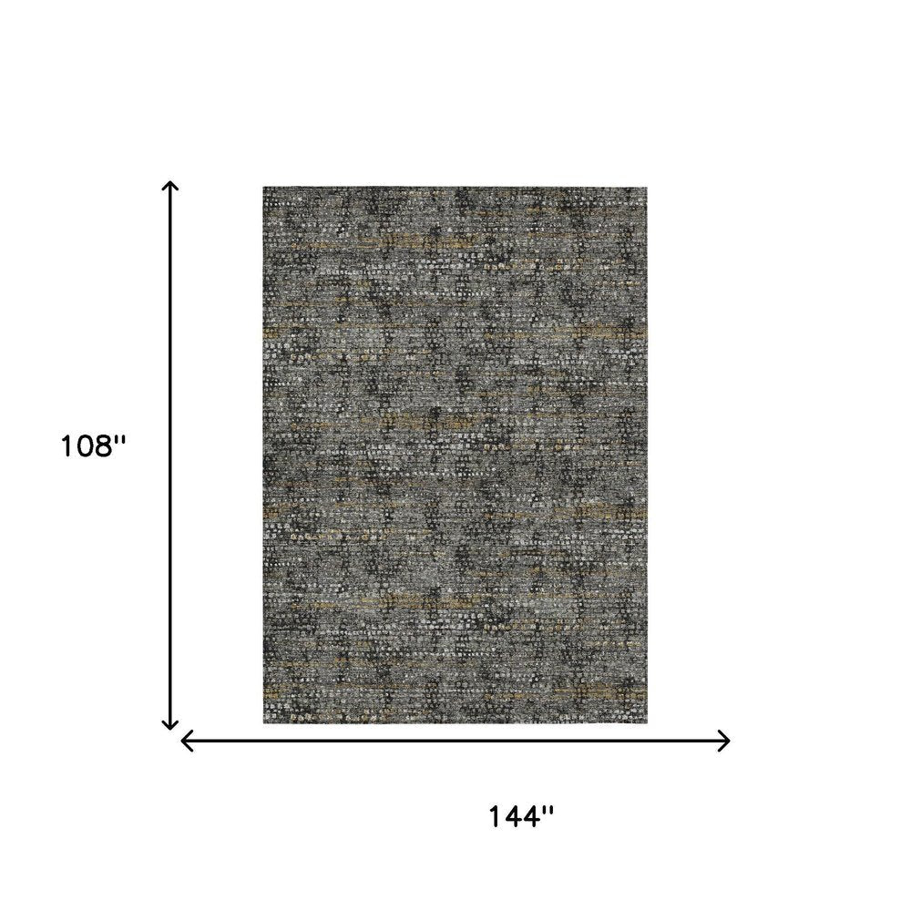 9' X 12' Black And Graphite Abstract Washable Indoor Outdoor Area Rug HomeRoots