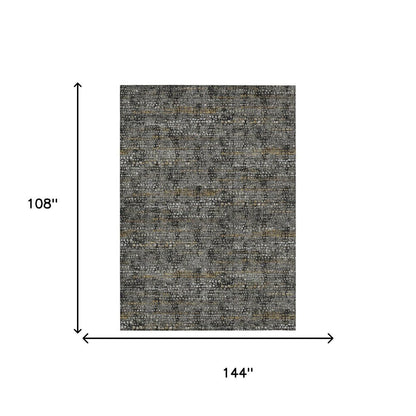 9' X 12' Black And Graphite Abstract Washable Indoor Outdoor Area Rug HomeRoots