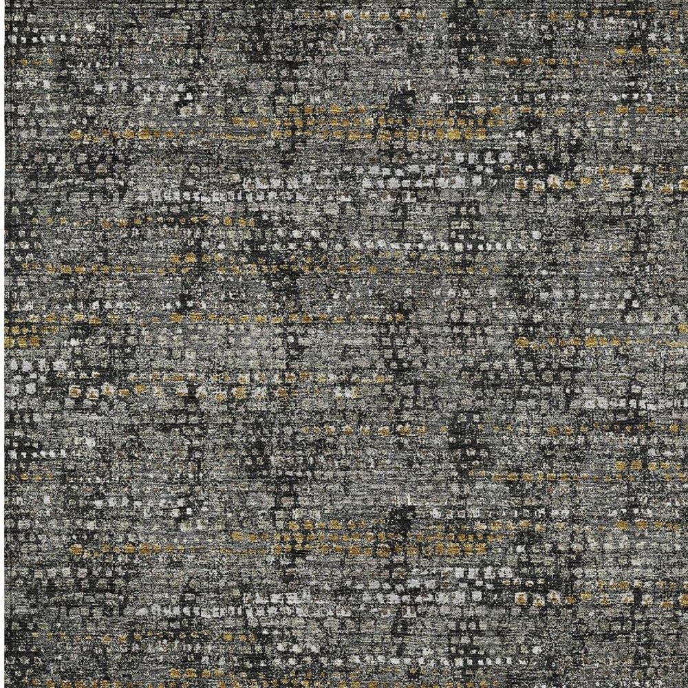 10' X 14' Black And Graphite Abstract Washable Indoor Outdoor Area Rug HomeRoots