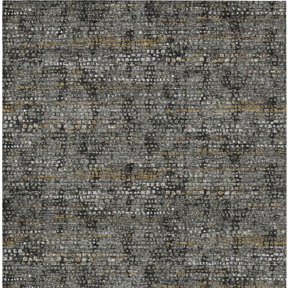 10' X 14' Black And Graphite Abstract Washable Indoor Outdoor Area Rug HomeRoots