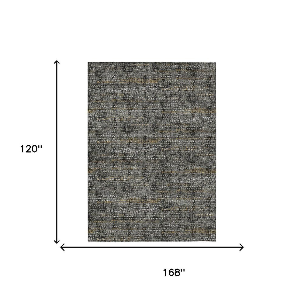 10' X 14' Black And Graphite Abstract Washable Indoor Outdoor Area Rug HomeRoots