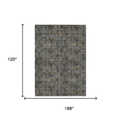 10' X 14' Black And Graphite Abstract Washable Indoor Outdoor Area Rug HomeRoots