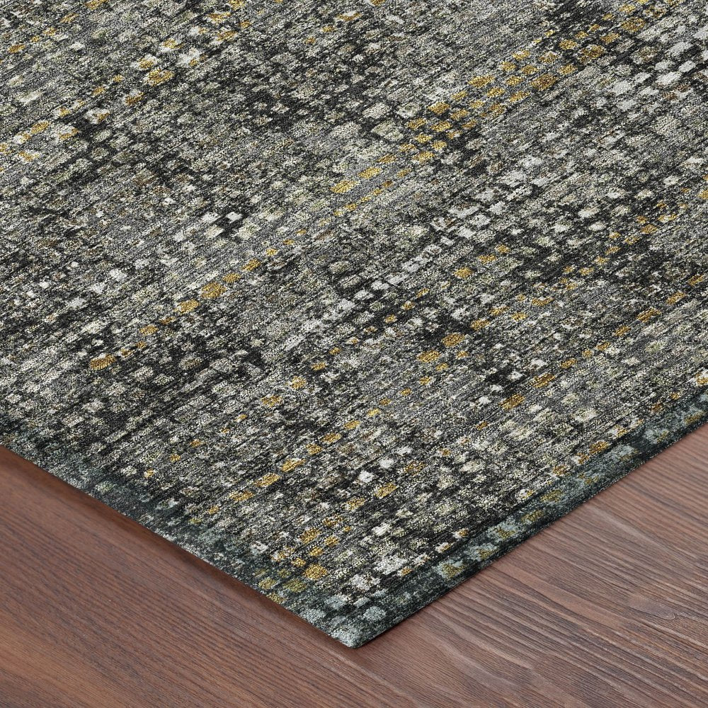 10' X 14' Black And Graphite Abstract Washable Indoor Outdoor Area Rug HomeRoots