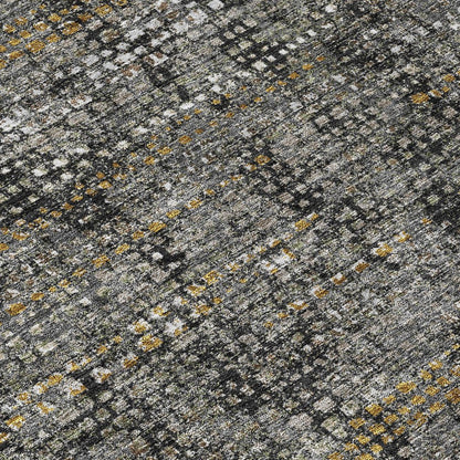 10' X 14' Black And Graphite Abstract Washable Indoor Outdoor Area Rug HomeRoots