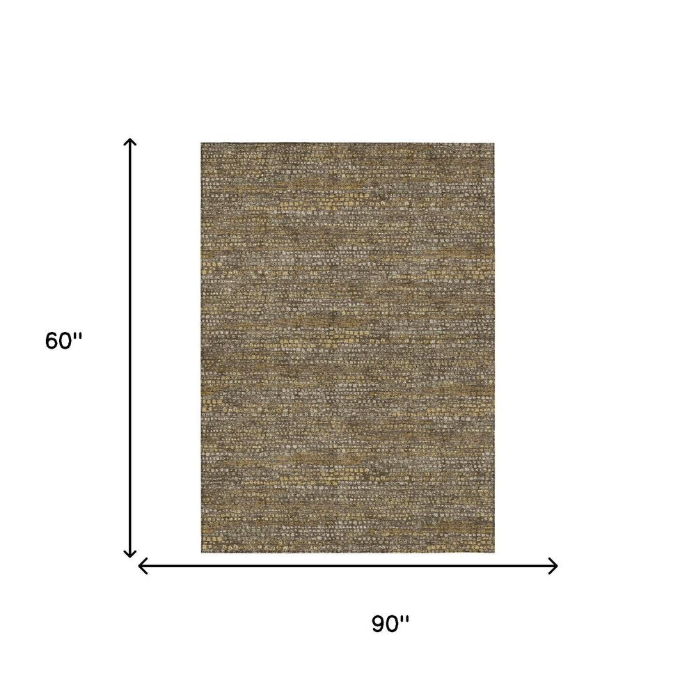 5' X 8' Chocolate And Brown Abstract Washable Indoor Outdoor Area Rug HomeRoots