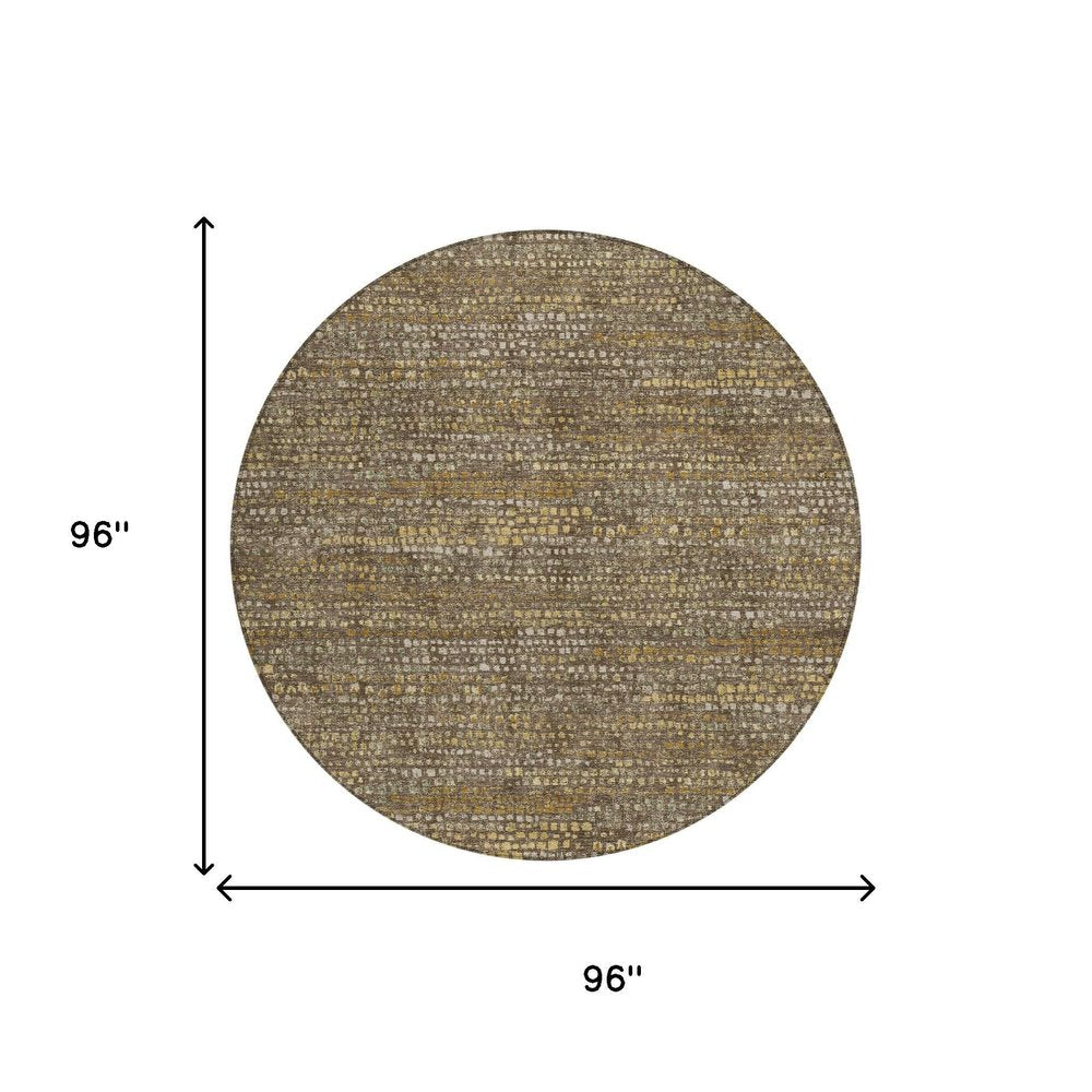 8' Chocolate And Brown Round Abstract Washable Indoor Outdoor Area Rug HomeRoots