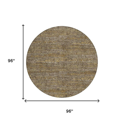 8' Chocolate And Brown Round Abstract Washable Indoor Outdoor Area Rug HomeRoots