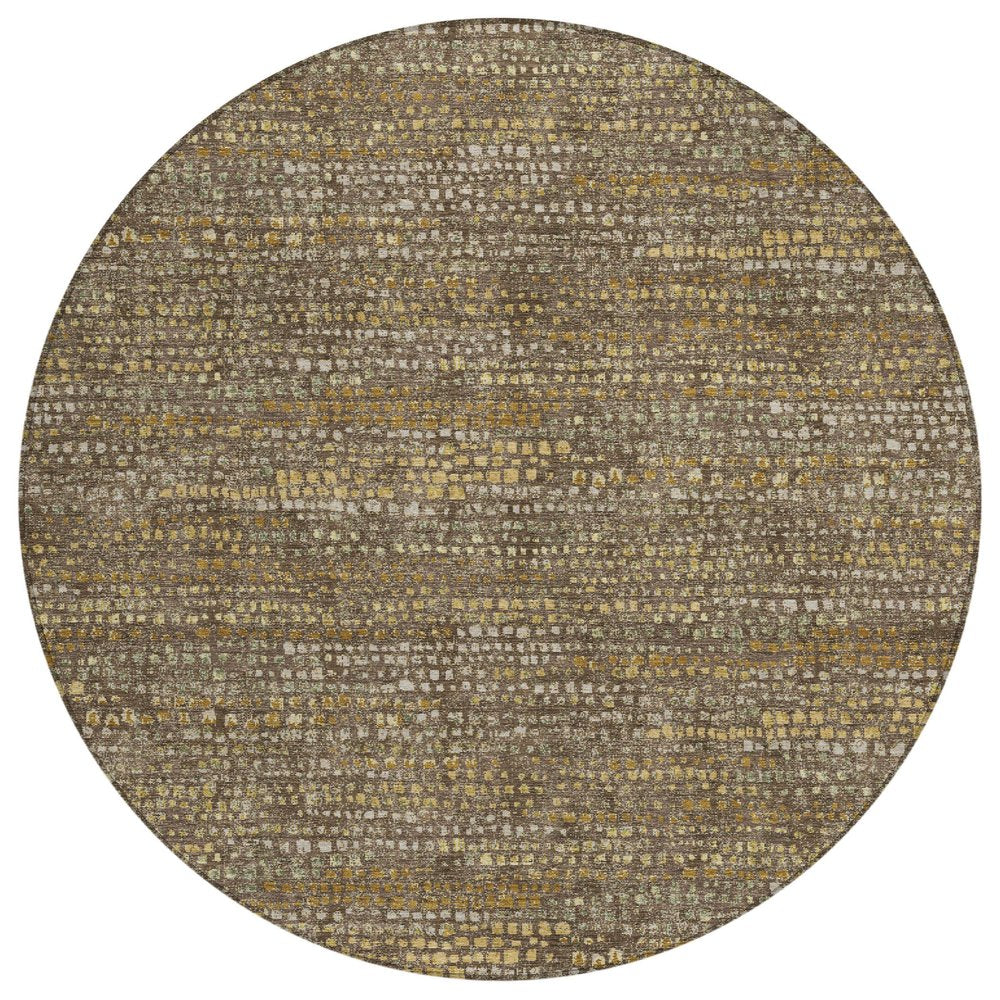 8' Chocolate And Brown Round Abstract Washable Indoor Outdoor Area Rug HomeRoots