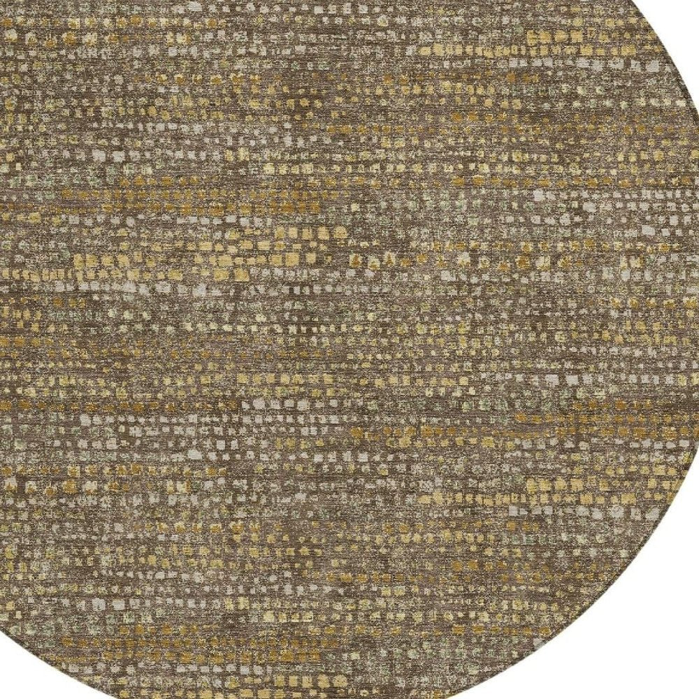 8' Chocolate And Brown Round Abstract Washable Indoor Outdoor Area Rug HomeRoots