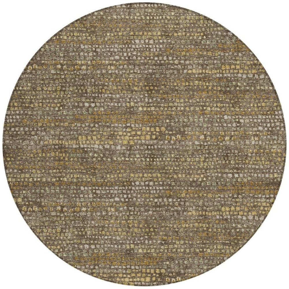 8' Chocolate And Brown Round Abstract Washable Indoor Outdoor Area Rug HomeRoots